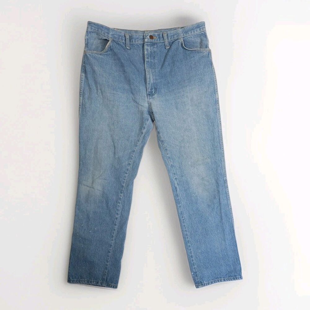 Rustler 36x30 Blue Jeans Classic 100% Cotton Denim Broken In Soft Work Light